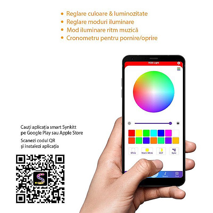 Baza led pentru acrilic, 16 culori, model TDL-CA, 8 leduri, Control aplicatie smart prin bluetooth [3]
