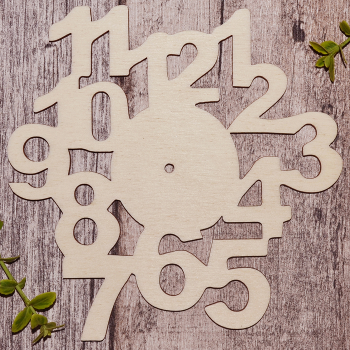 Cadran ceas lemn cifre decupate cu design modern pentru proiecte DIY [1]