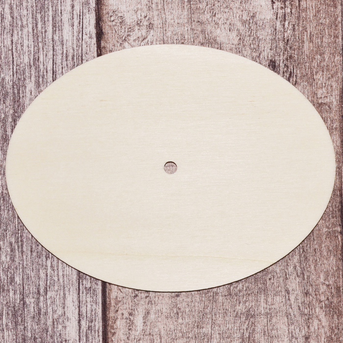 Cadran ceas lemn oval cu orificiu central pentru mecanism, suport DIY personalizabil [1]