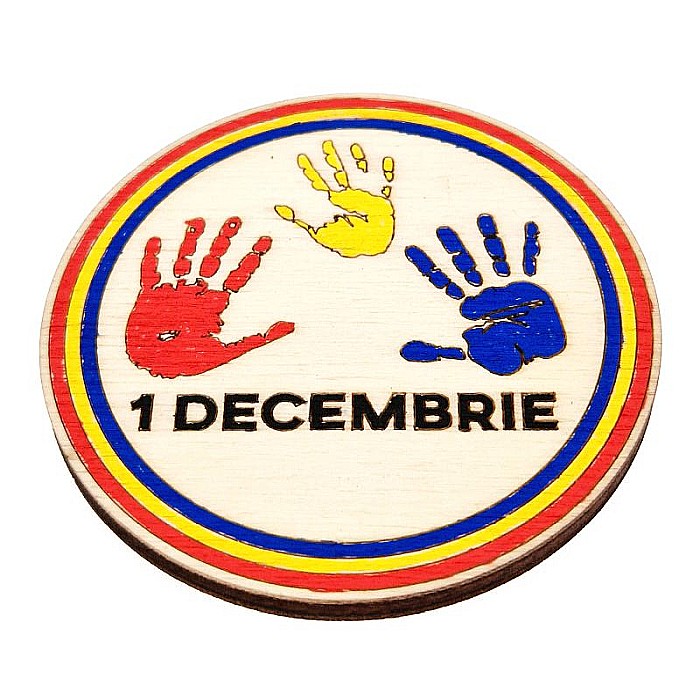 1 Decembrie cerc din lemn cu palme gravate – blank pentru pictură [4]