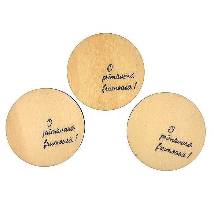 Set cercuri din lemn - O primavara frumoasa, pentru decorare, diametru 7 cm. [2]