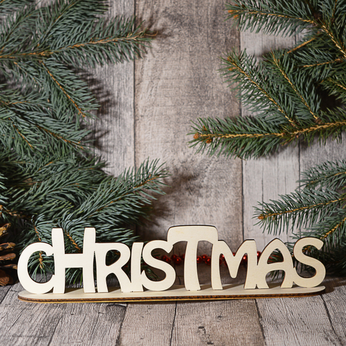 Decoratiune Christmas din lemn pe suport pentru masa de Crăciun [1]