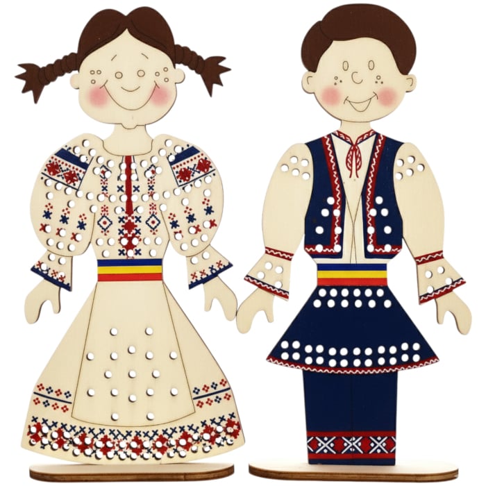 Figurina copil cu suport, pentru cusut si pictat, din lemn 19 cm inaltime [2]