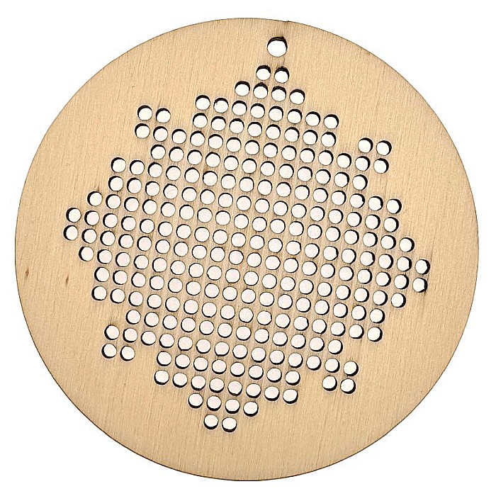 Figurina din lemn, forma cerc, model traditional cu gauri pentru cusut, 10 cm [4]
