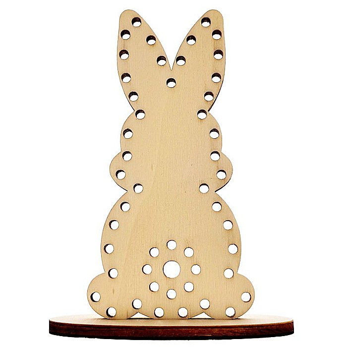 Figurina iepuras pentru cusut, cu stativ, din lemn, 10 cm [2]
