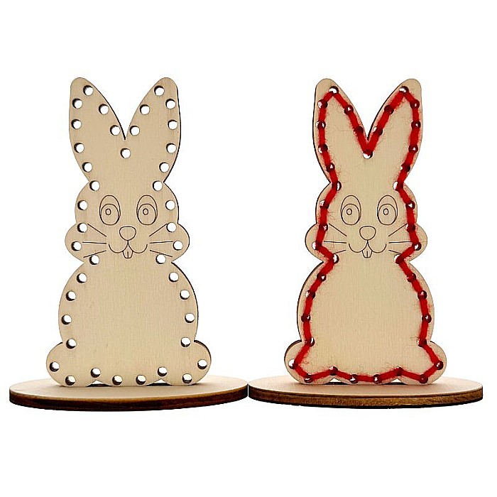 Figurina iepuras pentru cusut, cu stativ, din lemn, 10 cm [2]