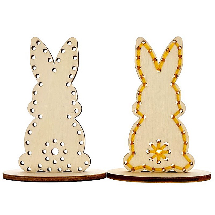 Figurina iepuras pentru cusut, cu stativ, din lemn, 10 cm [3]