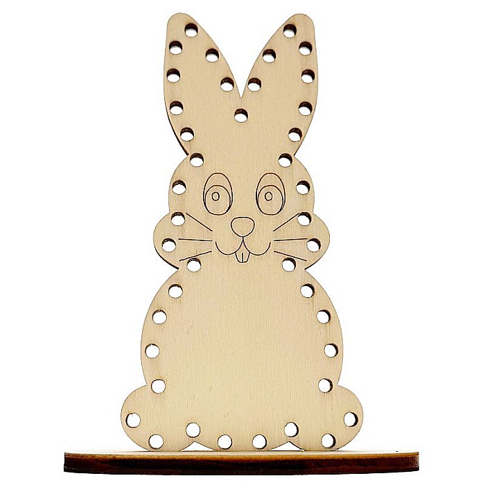 Figurina iepuras pentru cusut, cu stativ, din lemn, 10 cm [5]