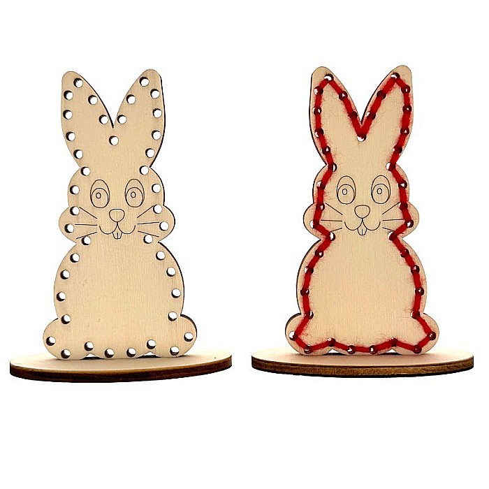Figurina iepuras pentru cusut, cu stativ, din lemn, 10 cm [6]