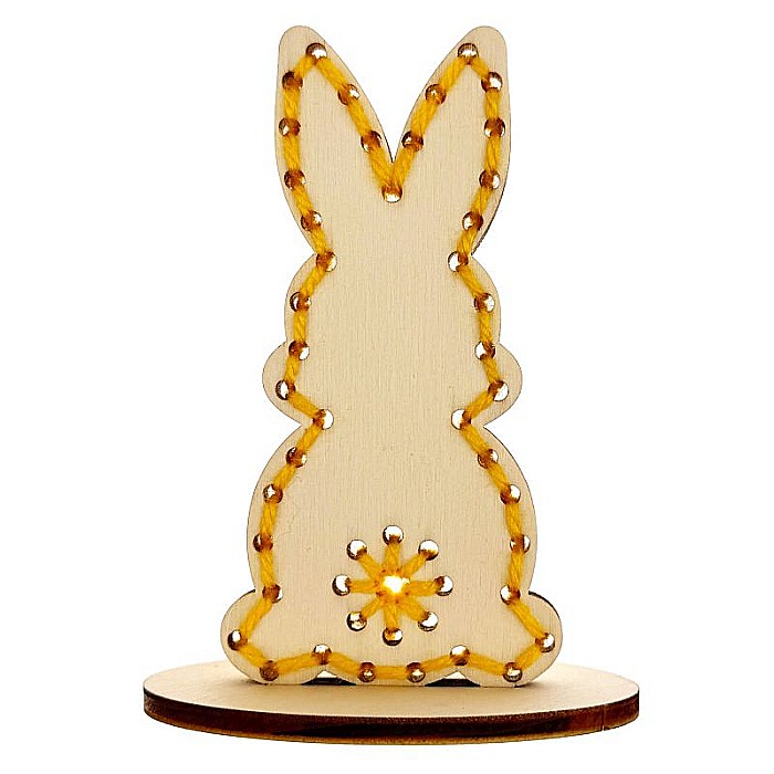 Figurina iepuras pentru cusut, cu stativ, din lemn, 10 cm [4]