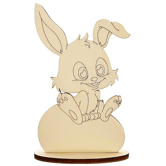 Figurina iepure cu ou, cu stativ, din lemn, 12 cm inaltime [2]