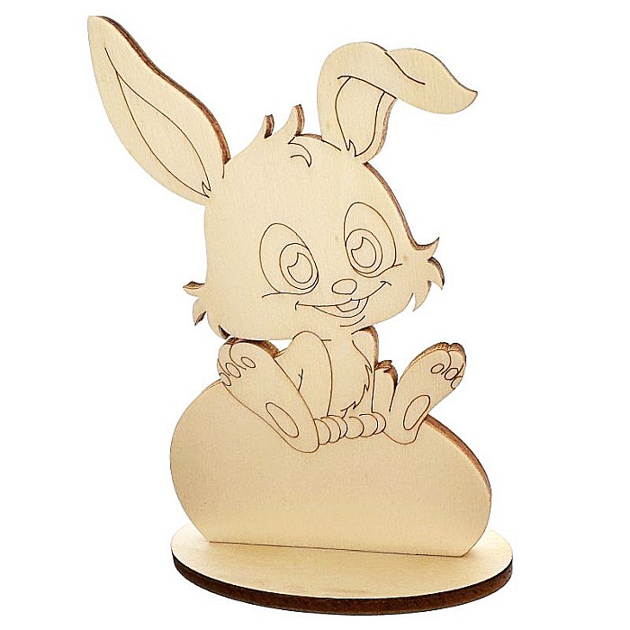 Figurina iepure cu ou, cu stativ, din lemn, 12 cm inaltime [3]