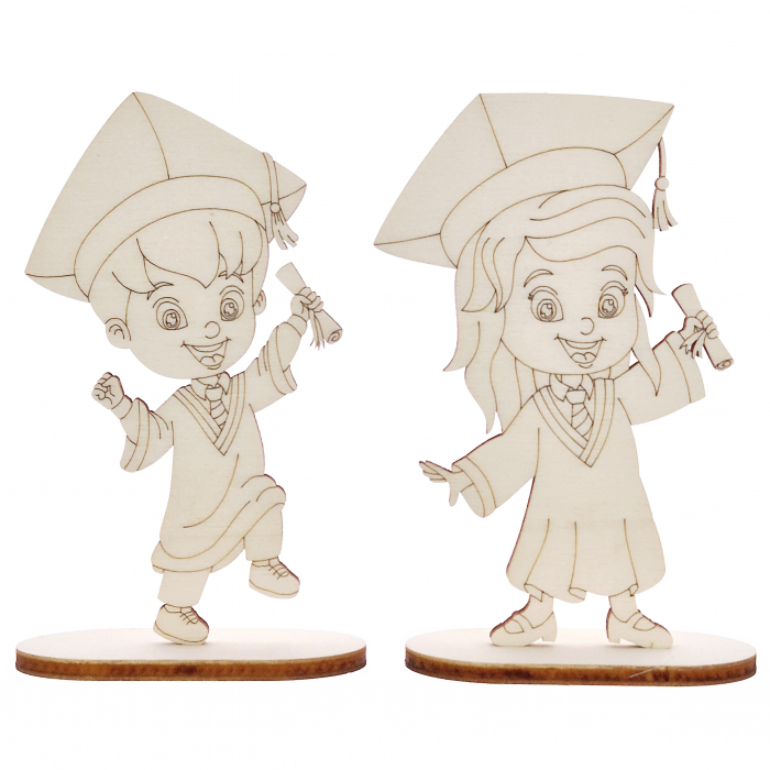 figurina lemn absolvire baiat sau fetita 11 cm decor festiv [2]