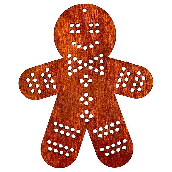 Figurina turta dulce cu gauri pentru cusut, 12 cm, decoratiune brad din lemn [2]