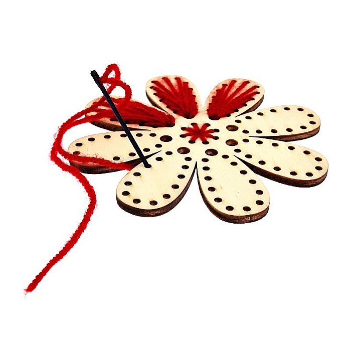 Floare din lemn, cu gauri pentru cusut - CUS003 [2]