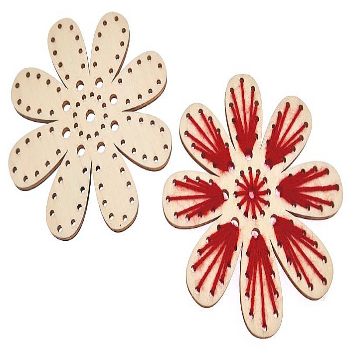 Floare din lemn, cu gauri pentru cusut - CUS003 [4]