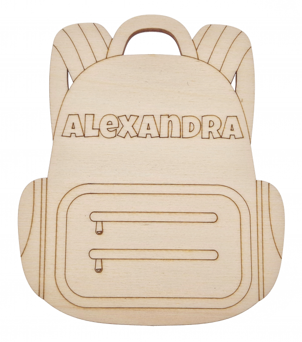 Ghiozdan personalizat nume lemn 11x13 cm gravat decor școală copii [2]