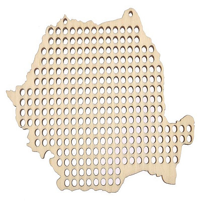 Harta Romaniei din lemn, tricolor, cu gauri pentru cusut - CUS005 [3]