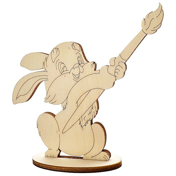 Iepurasul pictor, cu stativ, din lemn, 12 cm inaltime [2]