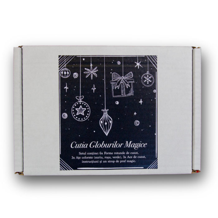Kit cusut globuri Crăciun cu forme rotunde din lemn și fire colorate [2]