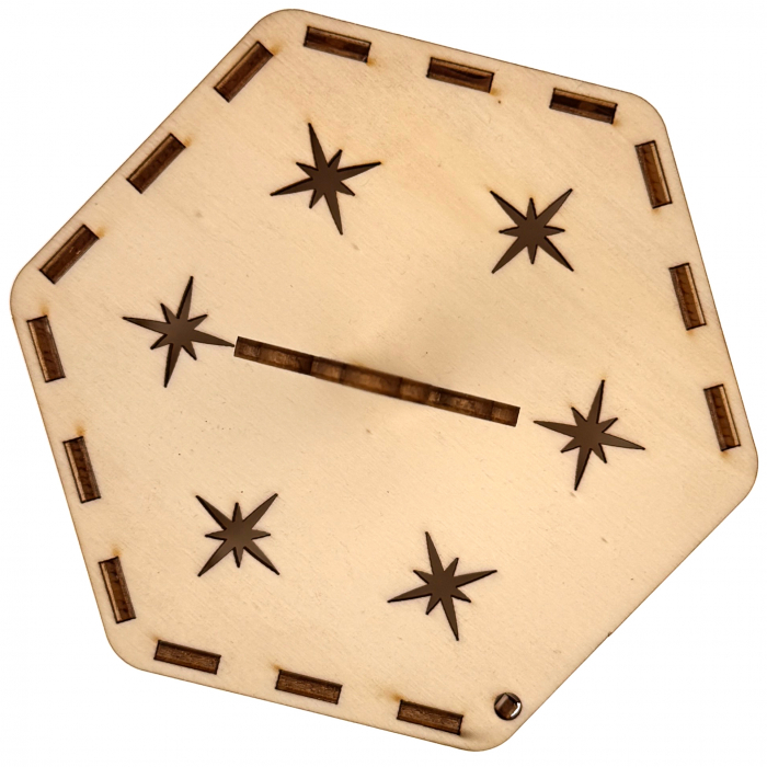 lampă religioasă din lemn, model hexagon cu cruce și stele – 18 cm [6]