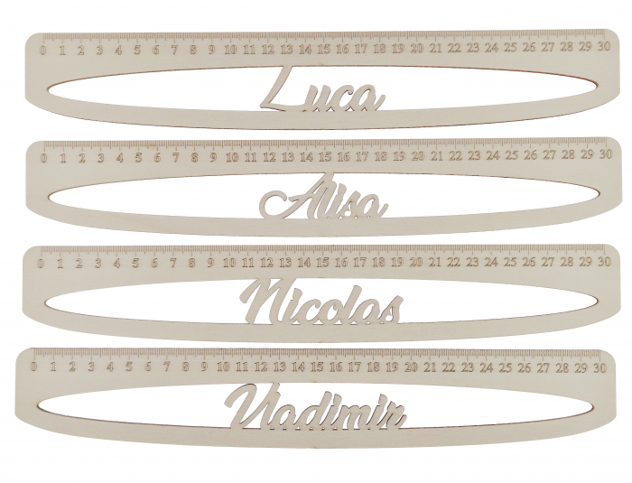 liniar personalizat cu nume din lemn, riglă gravată 20 cm sau 30 cm [3]