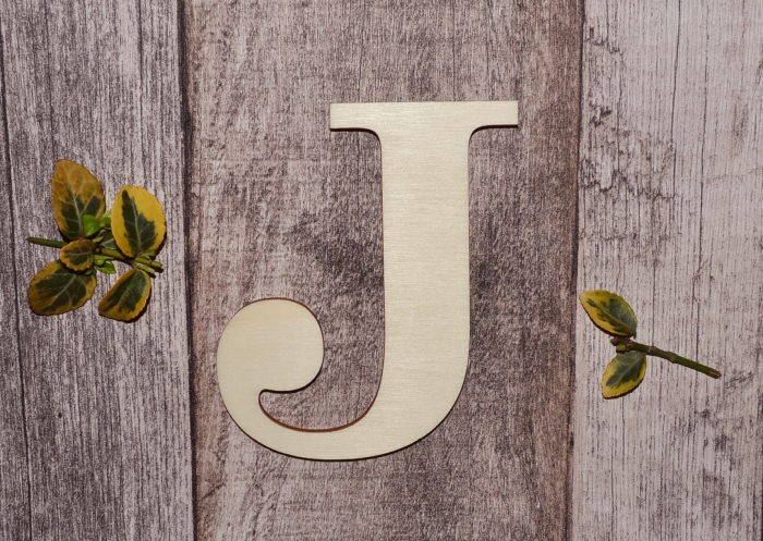 litera j din lemn natur, blank pentru decor handmade și educativ [1]