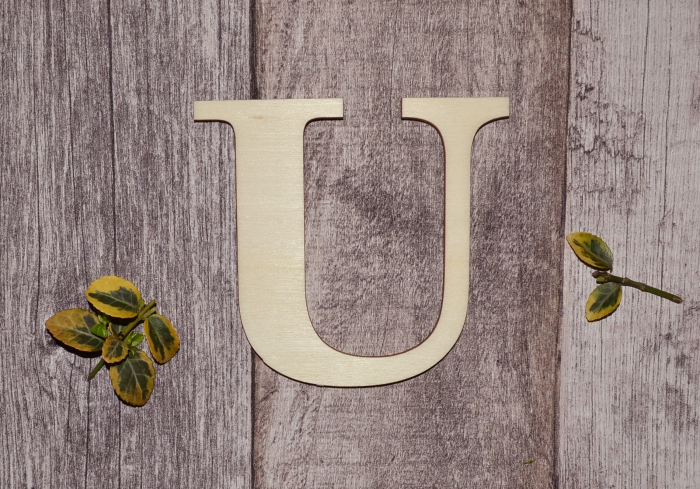 litera u din lemn natur, decor handmade pentru alfabet și proiecte DIY [1]