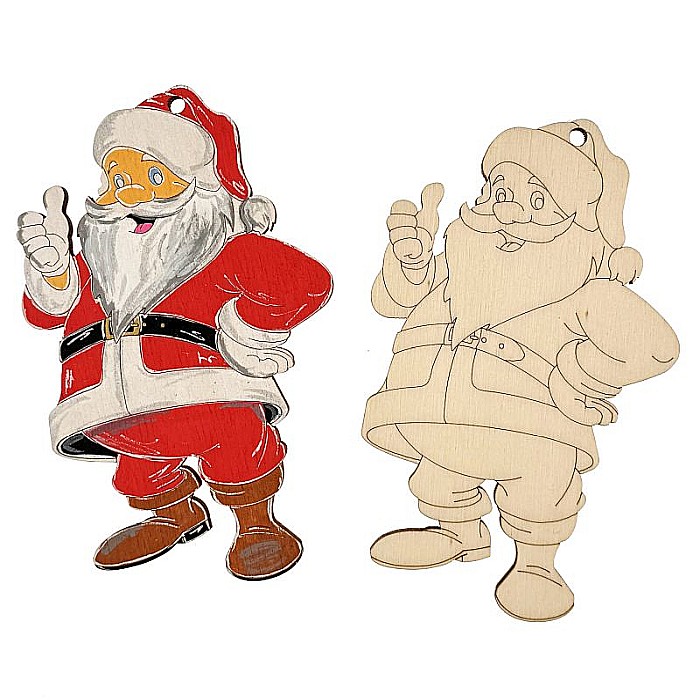 Mos Craciun, figurina din lemn pentru pictat, 12 cm [2]