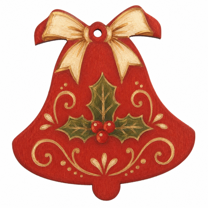Ornament clopoțel din lemn cu suprafață simplă pentru decorare [2]