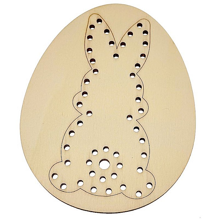 Ou cu model iepuras pentru cusut, din lemn, 12 cm [2]