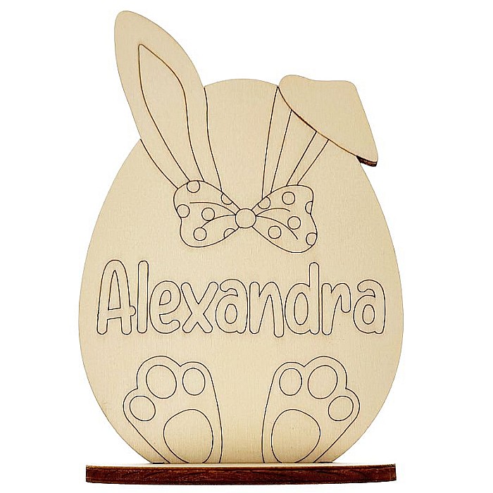 Ou paste personalizat si gravat, din lemn, 12 cm inaltime [2]