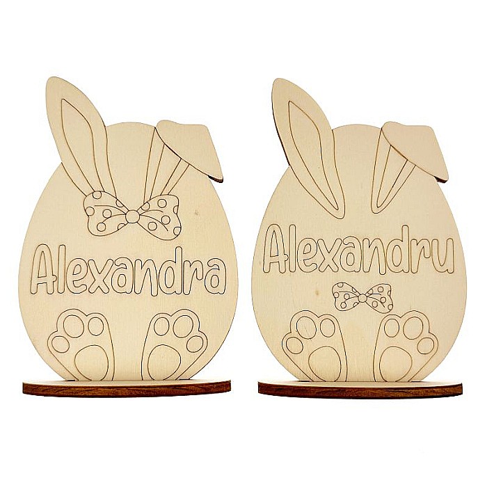 Ou paste personalizat si gravat, din lemn, 12 cm inaltime [3]
