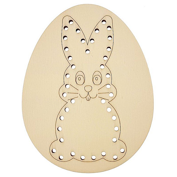 Ou pentru cusut cu model iepuras, din lemn, 12 cm [3]