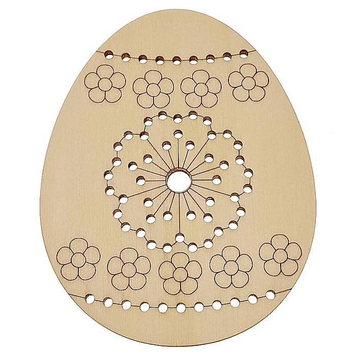 Ou pentru cusut, model floare, gravat, din lemn, 12 cm [3]
