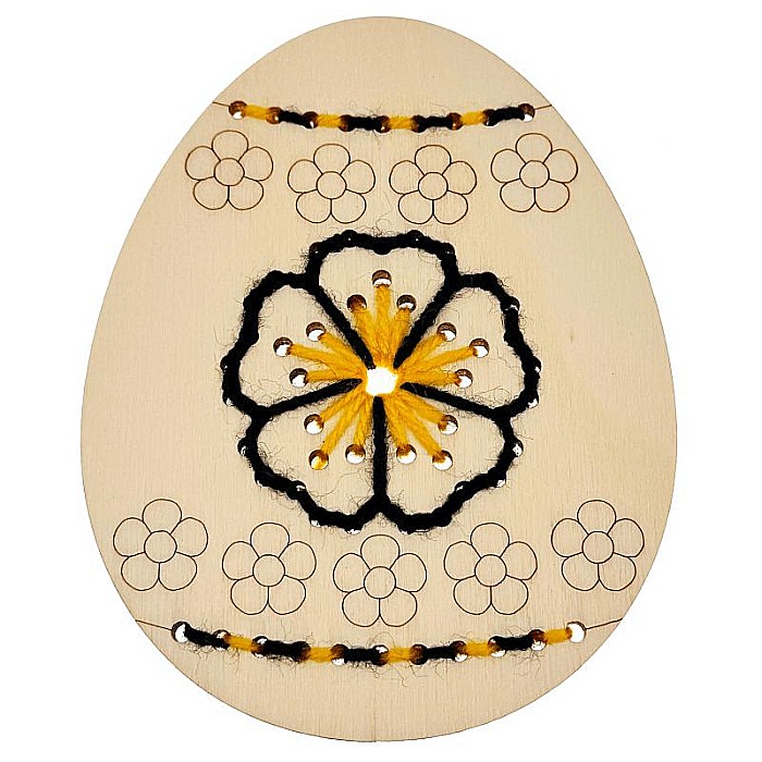 Ou pentru cusut, model floare, gravat, din lemn, 12 cm [4]