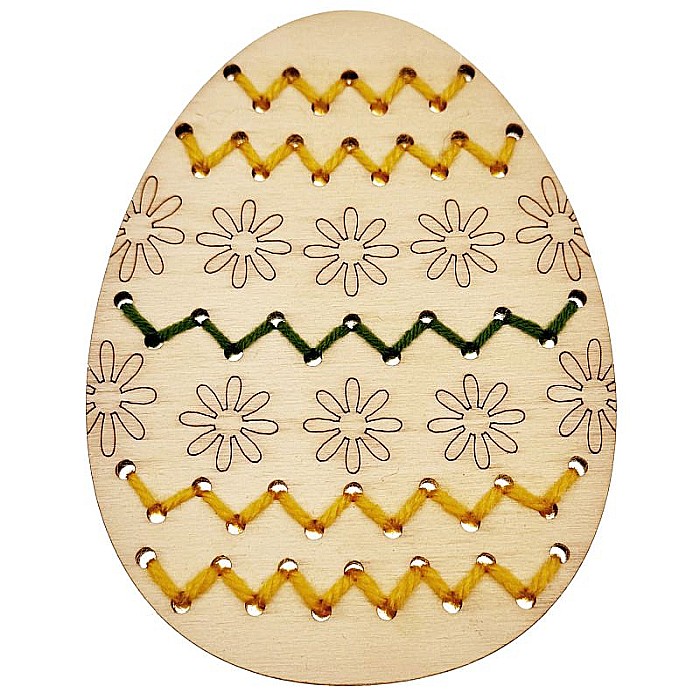 Ou pentru cusut, model flori, din lemn, 12 cm [7]