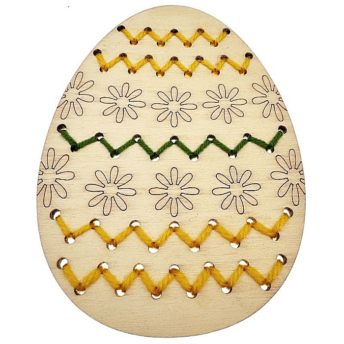 Ou pentru cusut, model flori, din lemn, 12 cm [4]