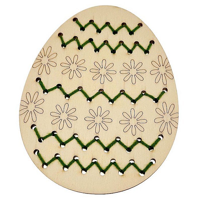 Ou pentru cusut, model flori, din lemn, 12 cm [5]
