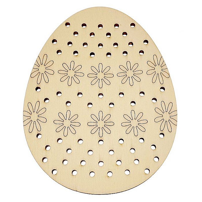 Ou pentru cusut, model flori, din lemn, 12 cm [2]