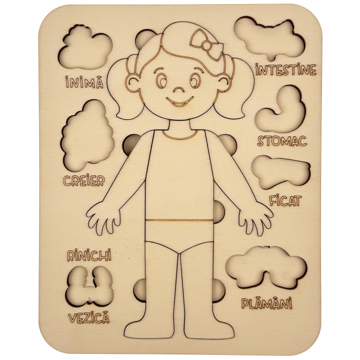 puzzle educativ corp uman fata din lemn cu organe interne, stil Montessori [6]