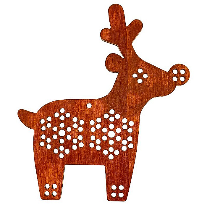 Ren cu gauri pentru cusut, 12 cm, decoratiune din lemn [2]