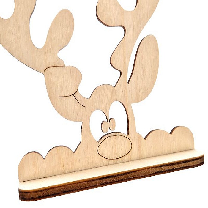 Ren cu suport, din lemn, 13 x 12.5 cm, decoratiune craciun [4]
