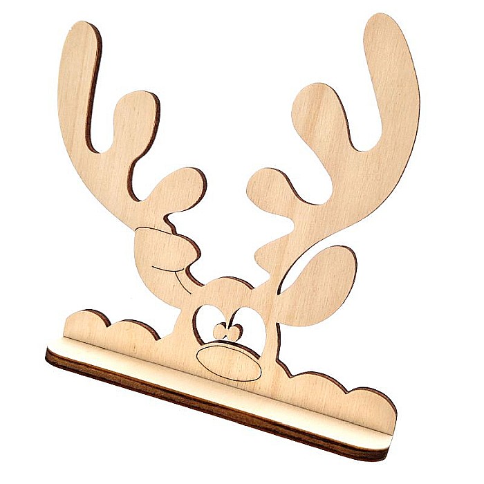 Ren cu suport, din lemn, 13 x 12.5 cm, decoratiune craciun [3]