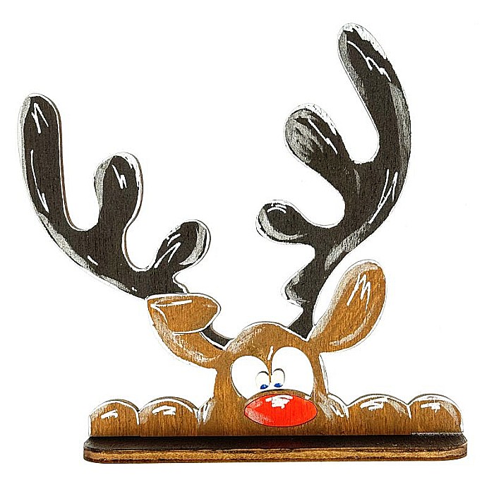 Ren cu suport, din lemn, 13 x 12.5 cm, decoratiune craciun [2]