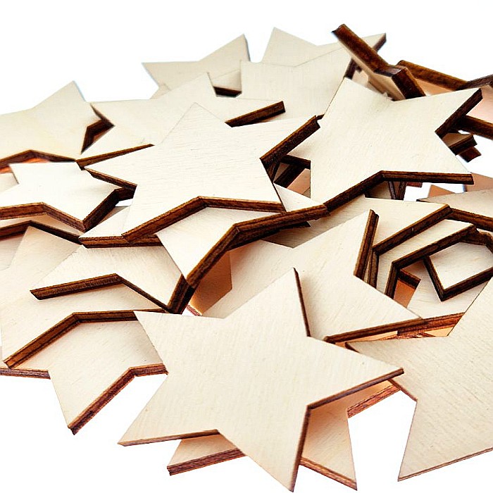 Set 10 stelute din lemn, 5 x 5 cm, decoratiuni craciun [2]