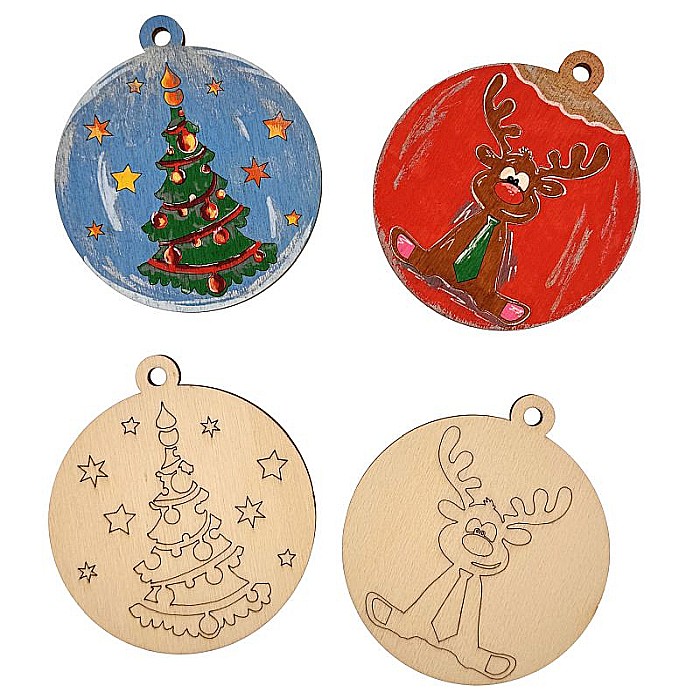 Set 2 globuri din lemn pentru pictat, 8 cm diametru [2]