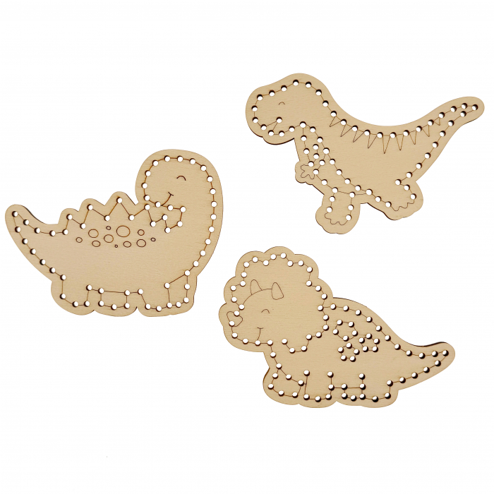 Set de 3 dinozauri din lemn pentru broderie - Activități creative pentru copii [3]