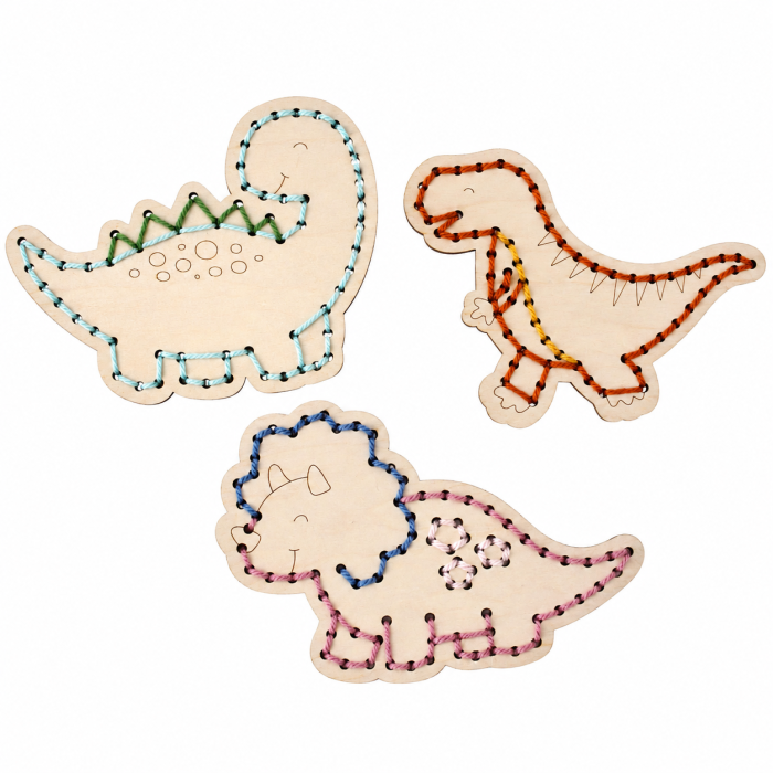 Set de 3 dinozauri din lemn pentru broderie - Activități creative pentru copii [2]