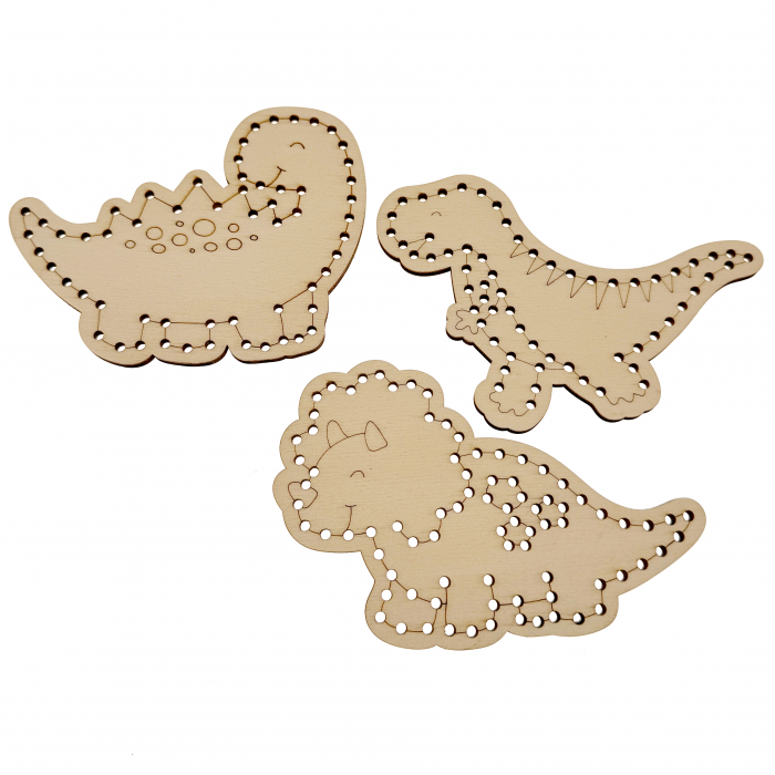 Set de 3 dinozauri din lemn pentru broderie - Activități creative pentru copii [2]